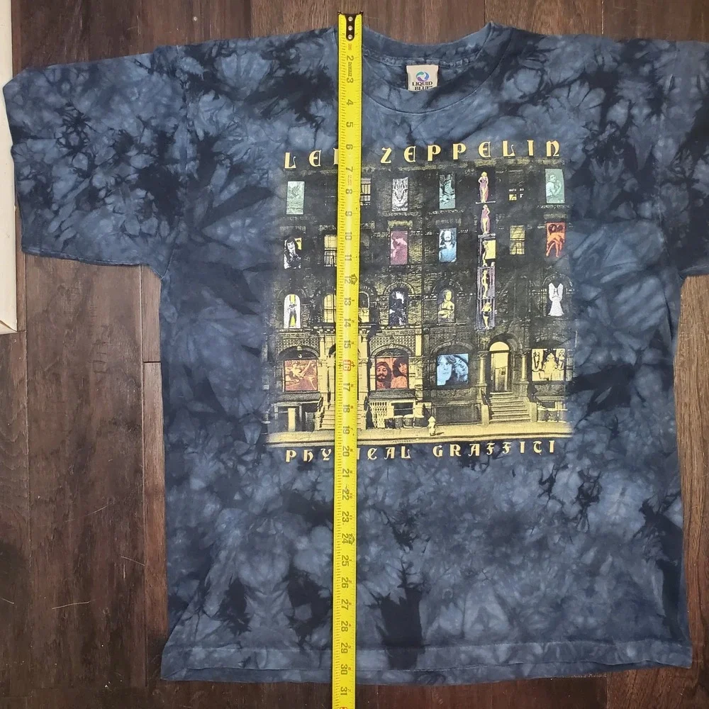 Led Zeppelin Physical Graffiti XL Single Stitch Liquid Blue Tie Dye Y2k 90s Tee